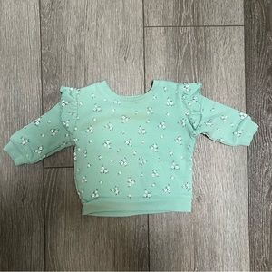 JUMPING BEANS CREWNECK PULLOVER SWEATSHIRT TEAL FLORAL 3MO